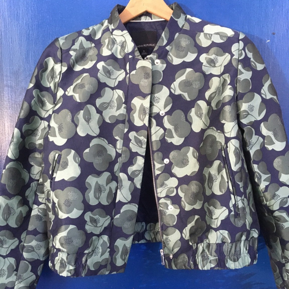Banana Republic Bomber Fall Floral Pattern Jacket